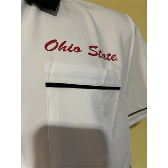 NEW OSU Ohio State Buckeyes Colosseum White Button Up Bowling Shirt Men's L - Picture 4 of 11